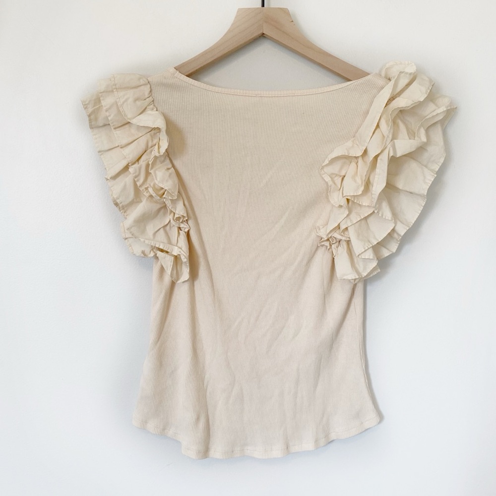 Ulla Johnson Koa Ruffle Rib Tank Ivory size Large - Picture 9 of 9